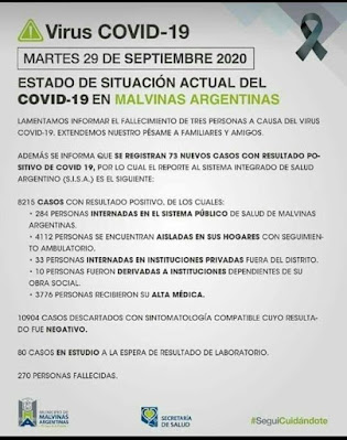 Malvinas Argentinas: 3 fallecimientos y 73 nuevos casos de COVID-19, el martes. 001