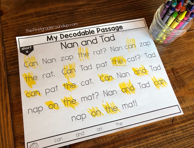 Decodable passage with all sight words highlighted