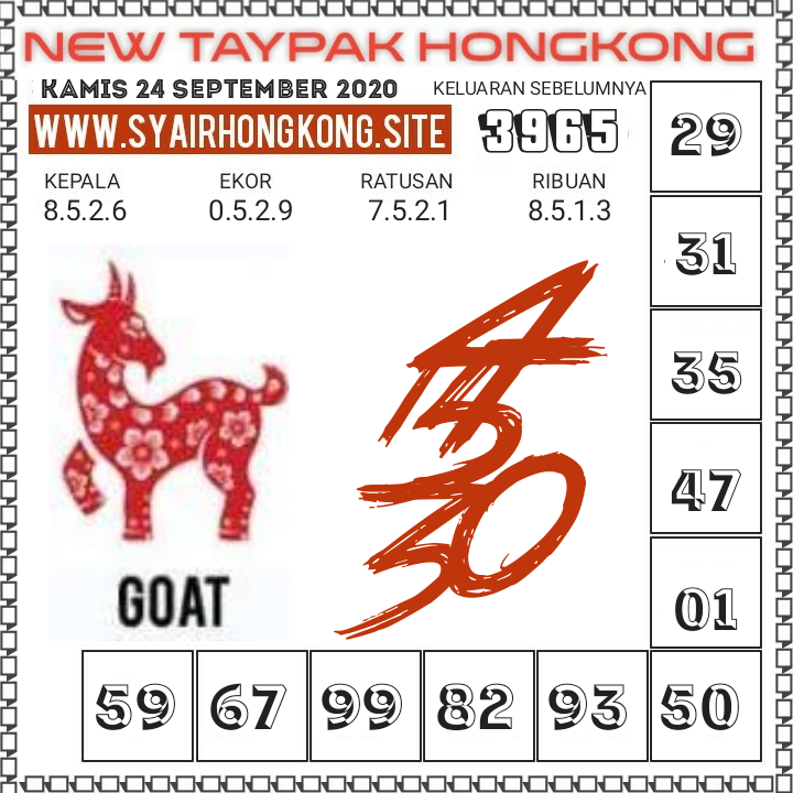 Syair Hongkong Hari Ini Kamis 24092020 Prediksi Syair