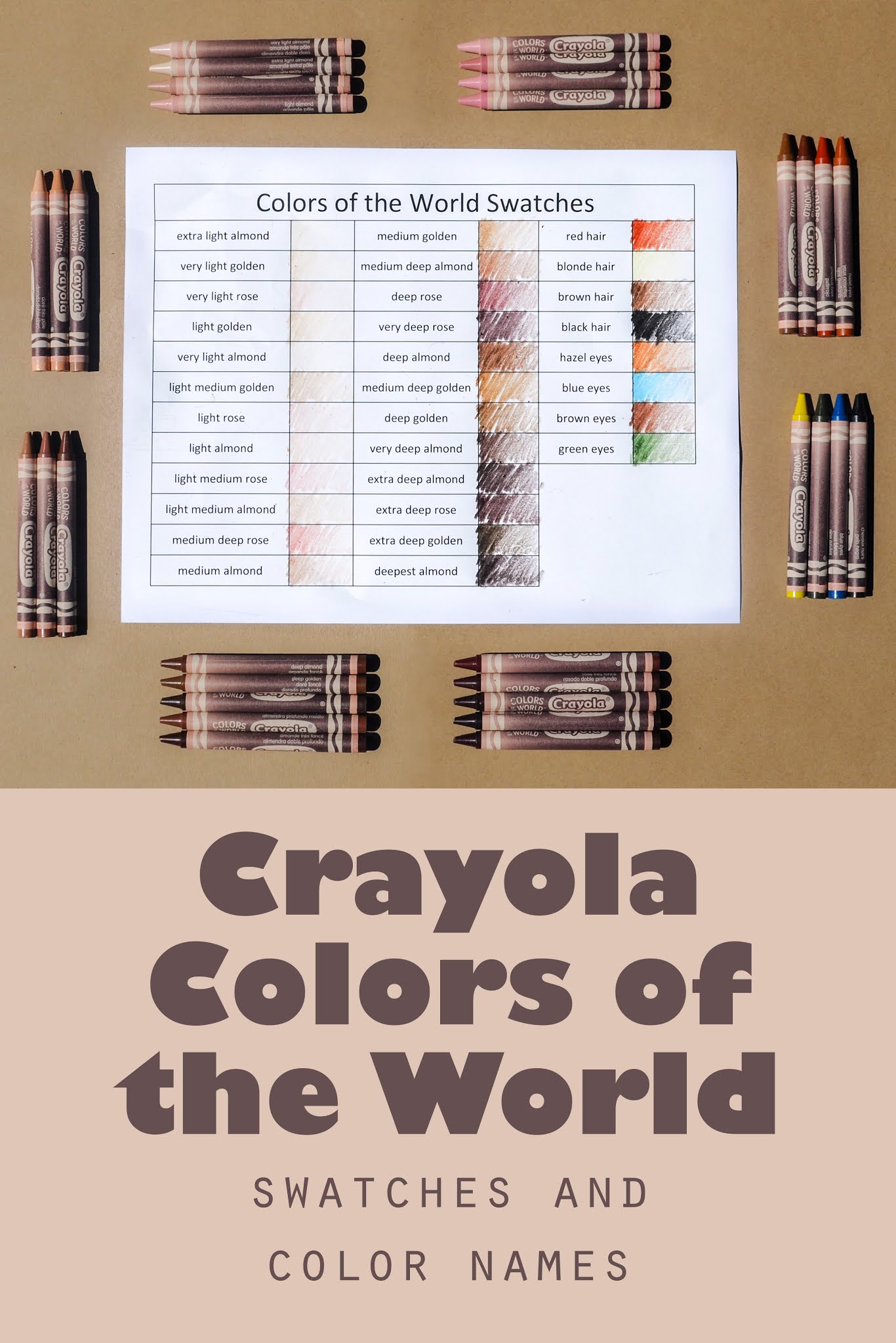 Crayola COLORS OF THE WORLD 32 Count Crayons Pack Box Skin Eyes Multicultural 