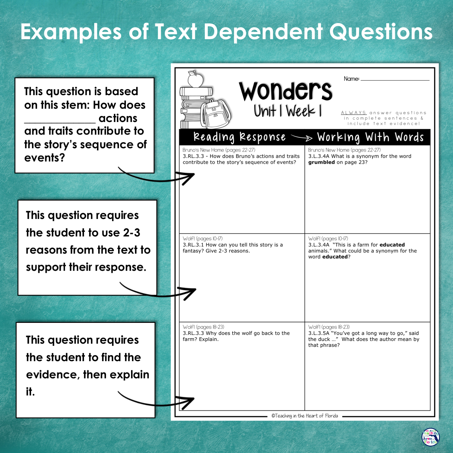 Text Dependent Questions Answer Key
