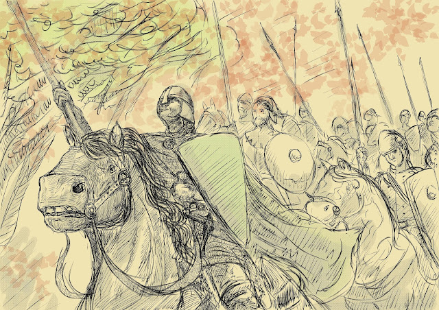Sir Edward cabalga con 50 lanzas