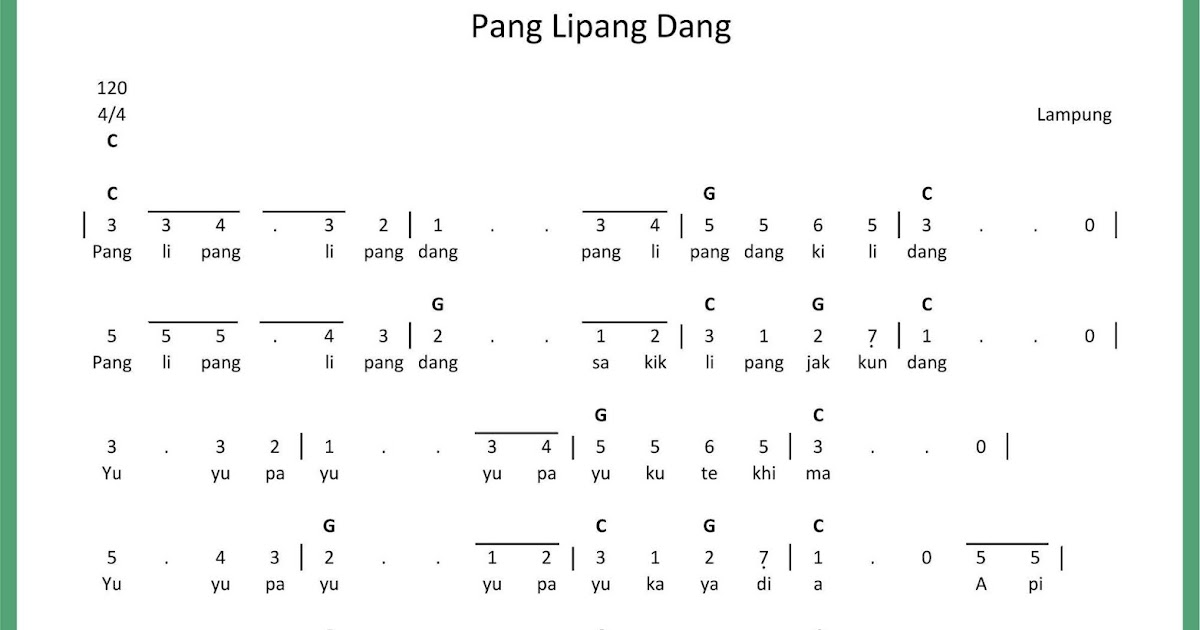 Not Angka Pang Lipang Dang Dunia Not Angka