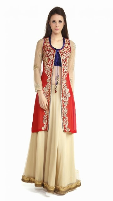 designer long dress with open front jacket