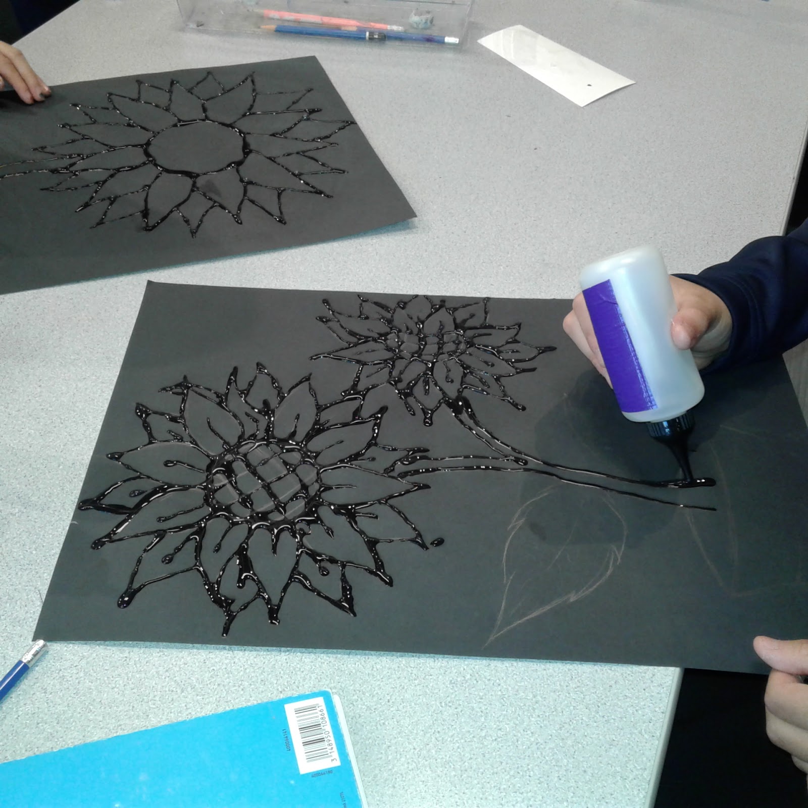 a faithful attempt Glue Line Chalk Pastel Sunflowers