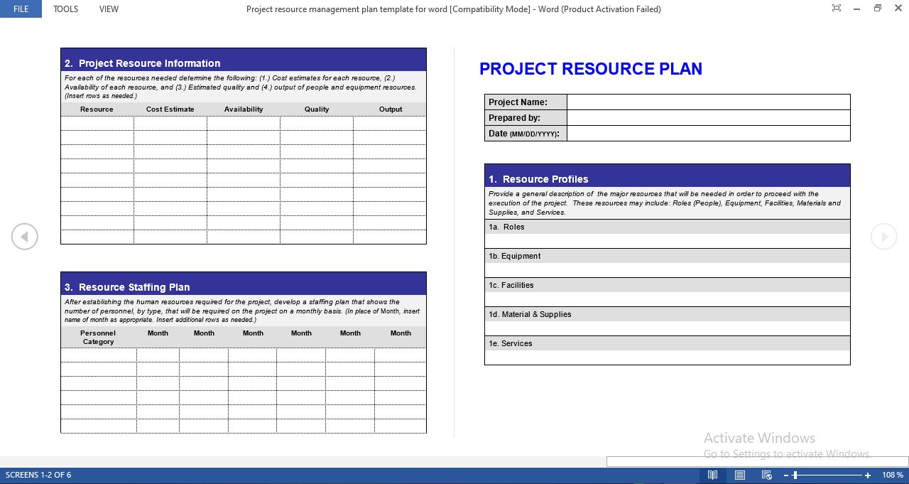 Resource Management Plan Template
