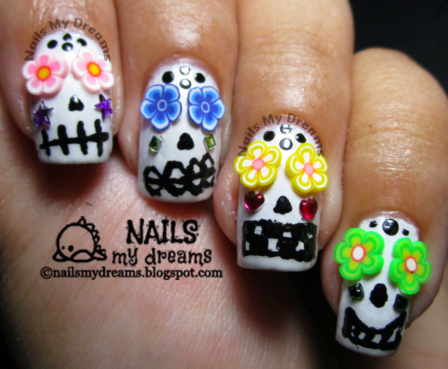 Nails My Dreams: HPB October Halloween Mani Link-Up: Sugar Skulls Nail ...
