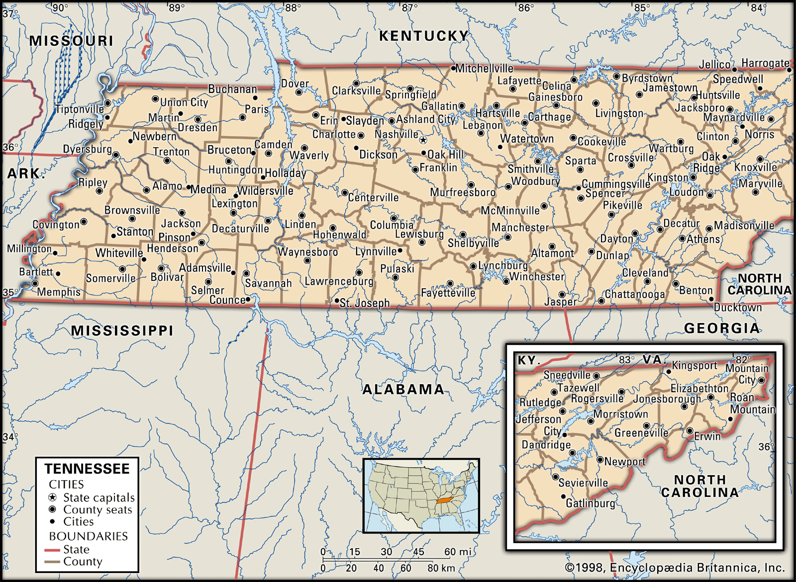 Geography Blog Map of Tennessee