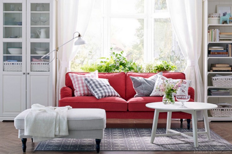 Red And White Living Room Wallpaper