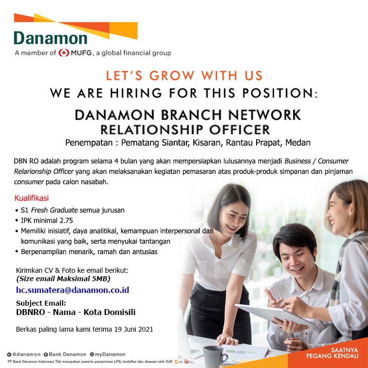 Lowongan Kerja Pt Bank Danamon Indonesia Tbk Medan Juni 2021 Lowongan Kerja Medan Terbaru Tahun 2021