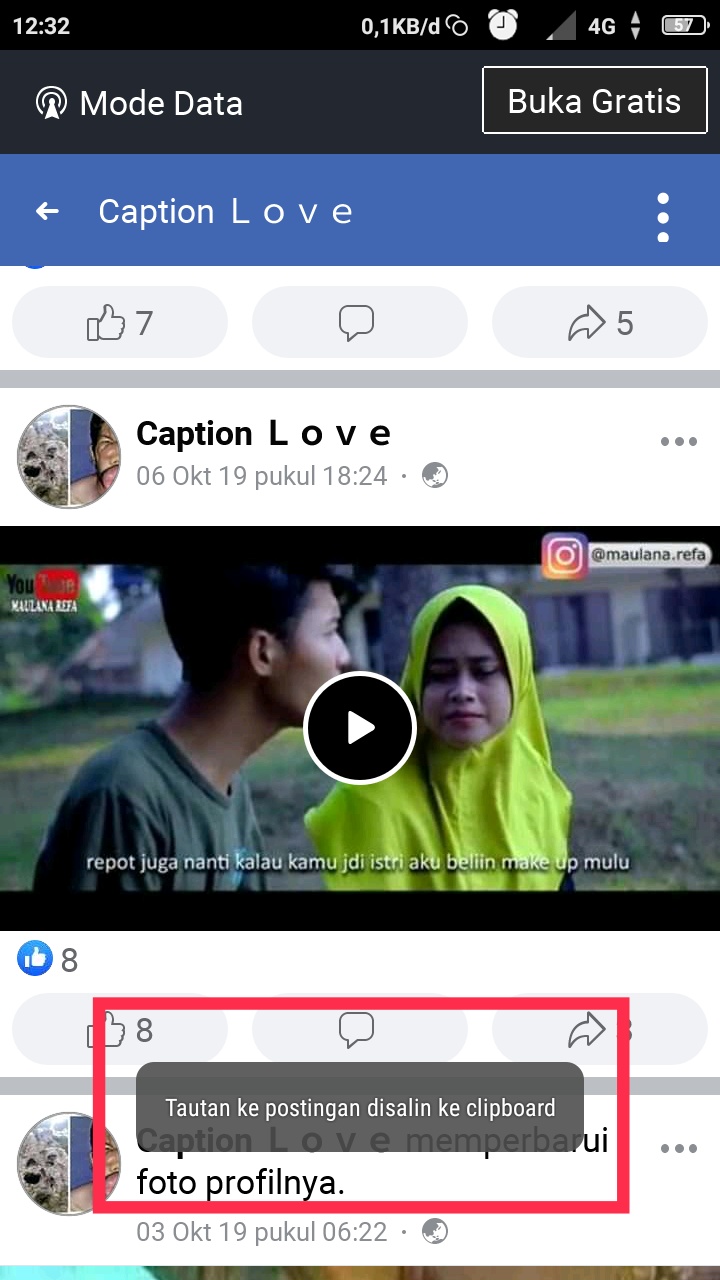 Cara copy link video Facebook