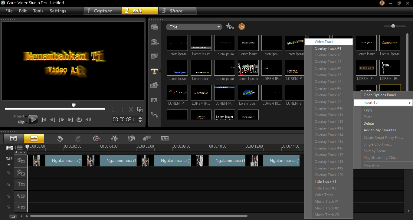 Menambahkan Title Video Pada Corel Video Studio 5