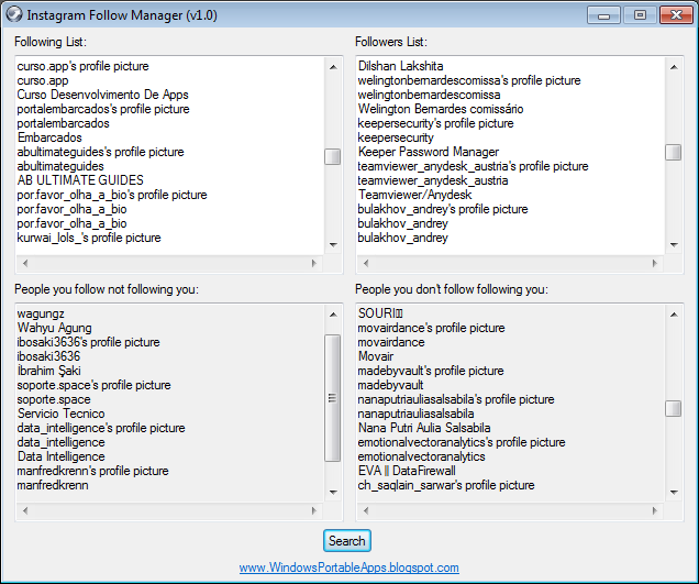 Windows Portable Apps: Instagram Follow Manager