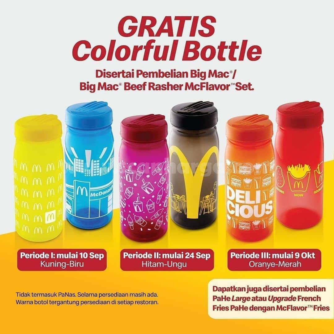 McDonalds Promo GRATIS Colorful Bottle (Botol Minum Warna Warni) dari McD*