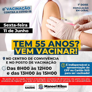Manoel Ribas começa a vacinar pessoas com 55 anos