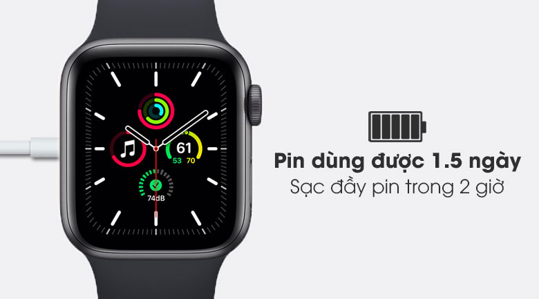 Đồng hồ Apple Watch SE (2022) GPS 40mm Midnight - Viền nhôm, dây cao su - MNJT3VN/A - Hàng chính hãng