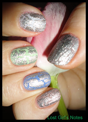 OPI silver shatter crackle with different nail polishes