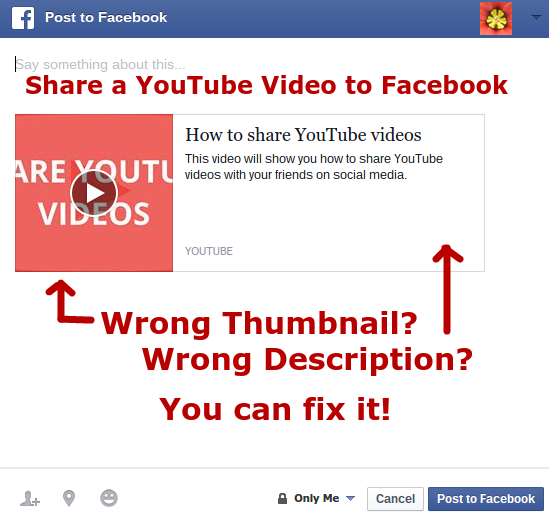 Share your YouTube video to Facebook with the correct thumbnail and