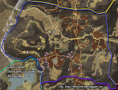 Great Cleave shockspire locations map