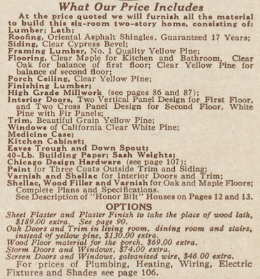 sears house what is included and options