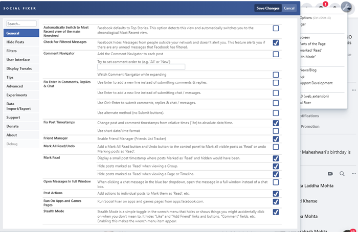 Social Fixer ปรับแต่ง Facebook