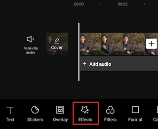 open the effects menu
