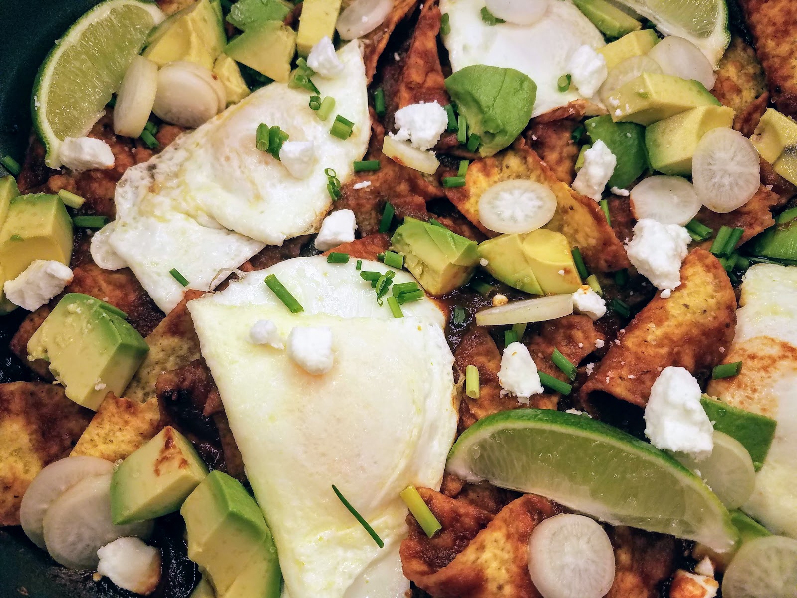 Chilaquiles with Ancho Chili Enchilada Sauce