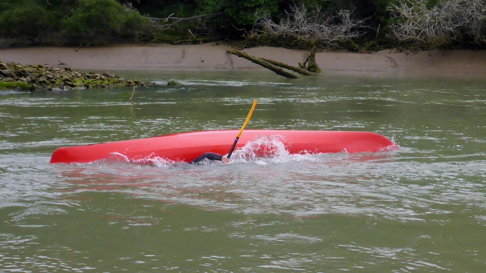 Woman on Water Swimming with Your Kayak
