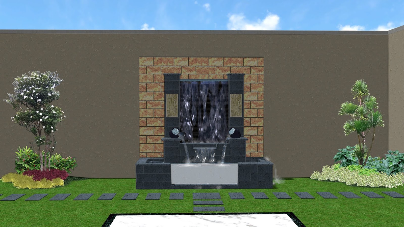 Desain Waterwall Dan Kolam Mininalis - JASA TUKANG TAMAN SURABAYA