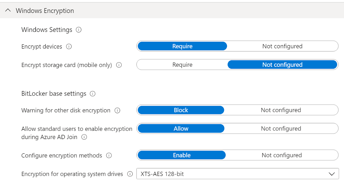 Intune BitLocker silent and automatic Encryption Settings for Lenovo