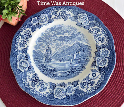 Transferware Plate Royal Warwick Blue Loch Otch 10 Inch England Ironstone 1940s https://timewasantiques.net/products/transferware-plate-royal-warwick-blue-loch-otch-england-ironstone-1940s