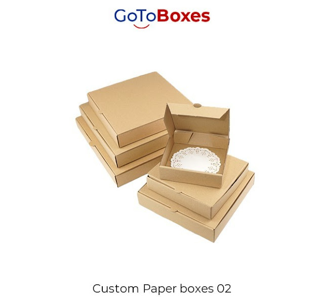 Get perfectly designed Custom Paper Boxes with diverse features. GoToBoxes is providing amazing services of foldable and very protective Paper Boxes at wholesale rates.