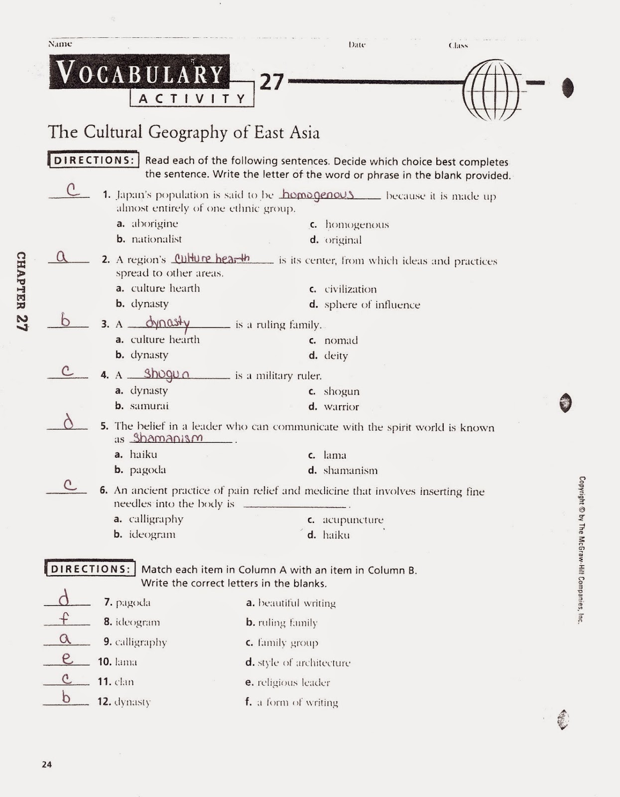 Mr. E's World Geography Page Chapter 27 The Cultural Geography of