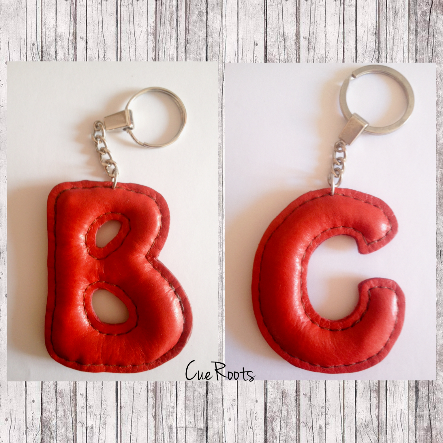 CueRoots Artesanía en cuero Llaveros letrasiniciales