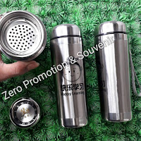 Souvenir Tumbler Stainless Tipe P843 Dengan Tali + Saringan Teh