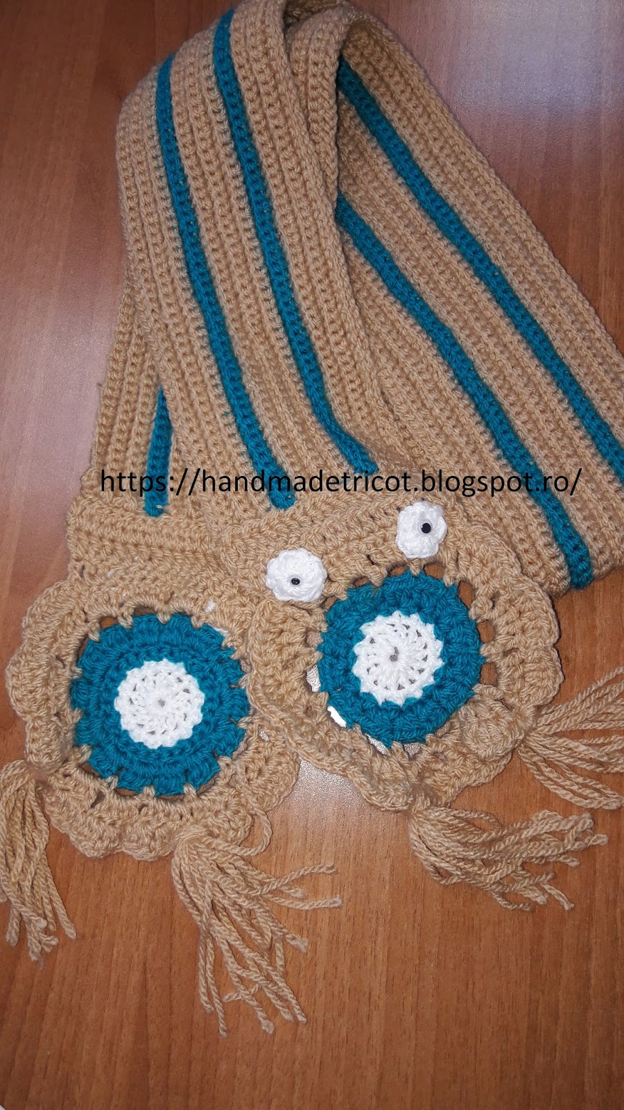 Handmade tricotaje: Fular crosetat Bufnita