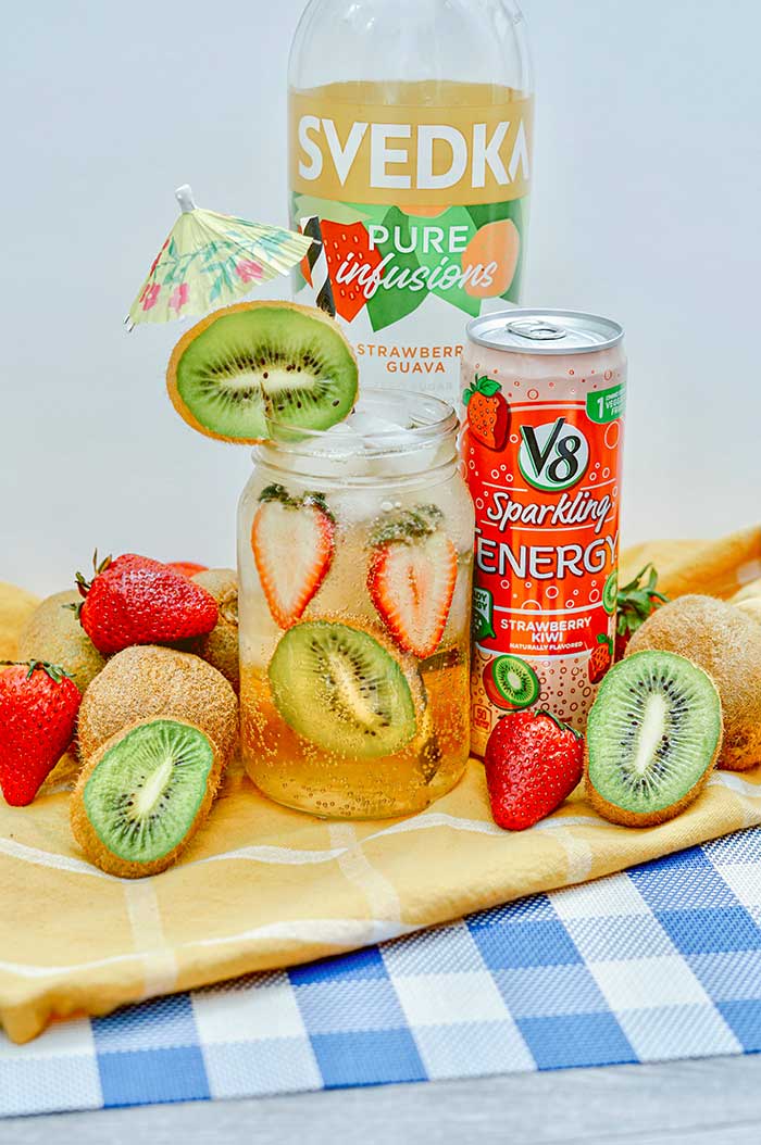 Strawberry Kiwi Vodka Drink Recipe With V8 Sparkling Energy Koti Beth