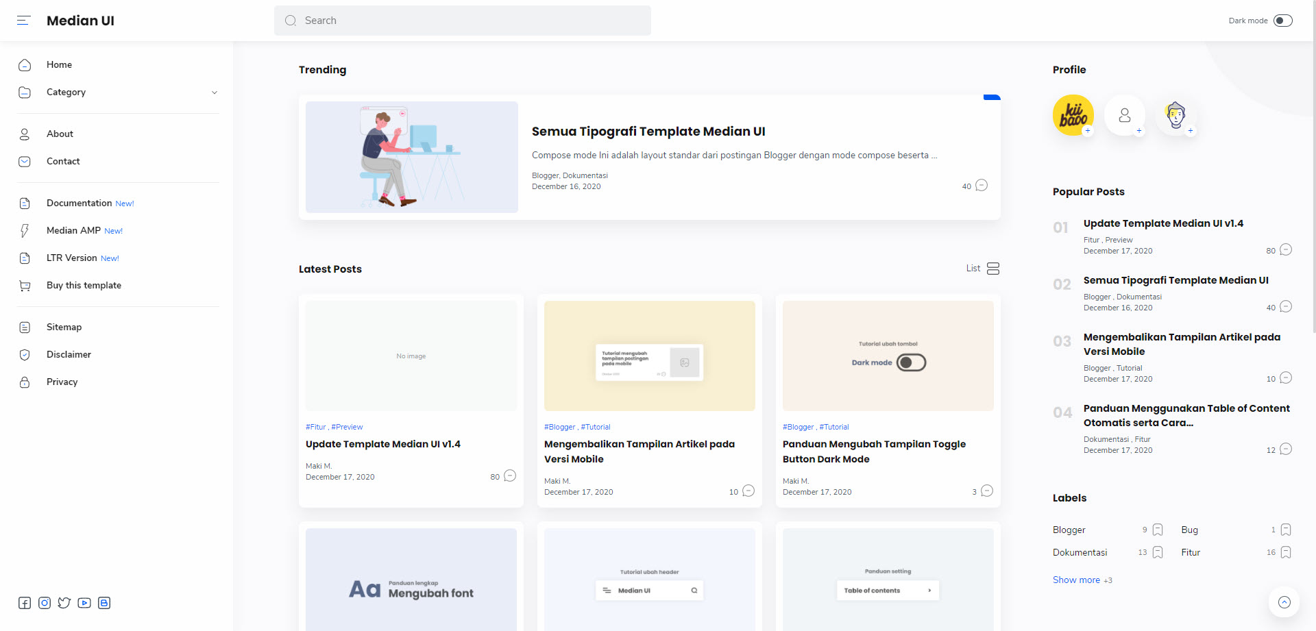 Median UI V1.4 Premium Blogger Template Free Download - WixLog