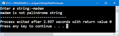 Program in C++ to check a given string is palindrome or not
