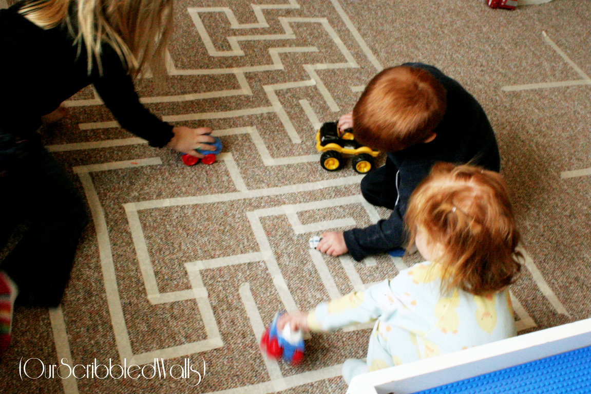 Our Scribbled Walls Masking Tape Maze