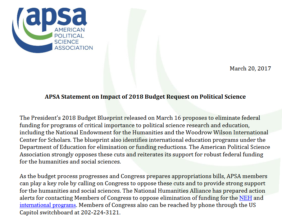 Newsalert American Political Science Association Rent