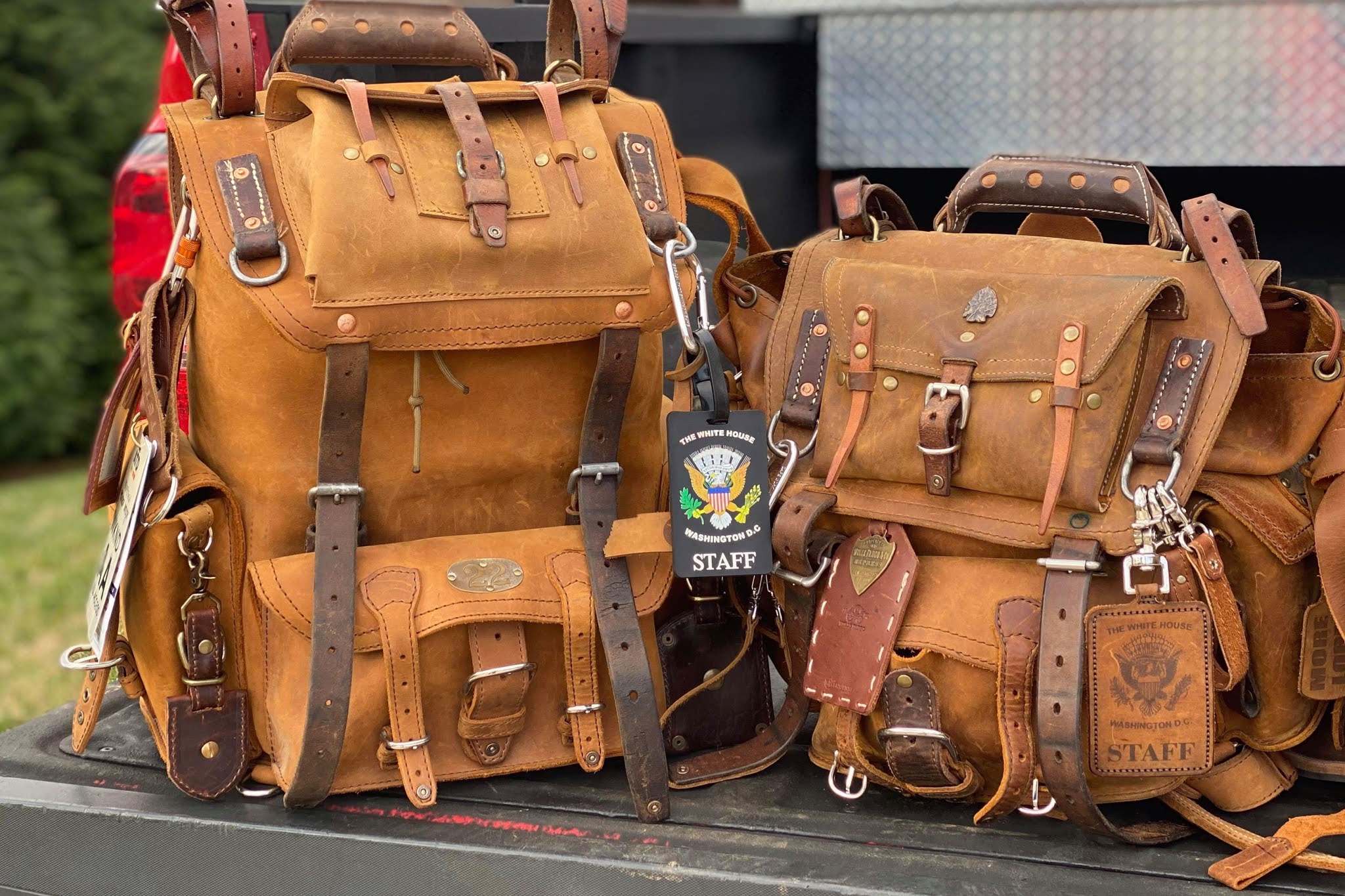 LeatherWerk Customized medium and large Saddleback Leather Co Backpacks