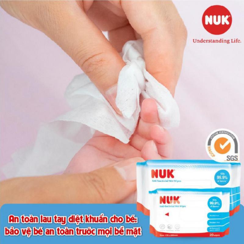 Khăn Ướt Diệt Khuẩn Nuk Không Cồn (80 tờ x 3 gói)