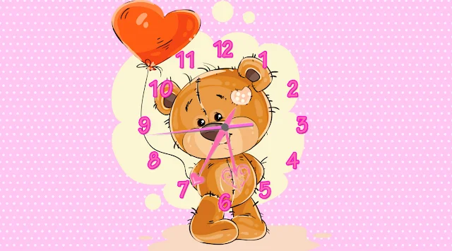 Free download Lovely Teddy Bear Clock animated screensaver!