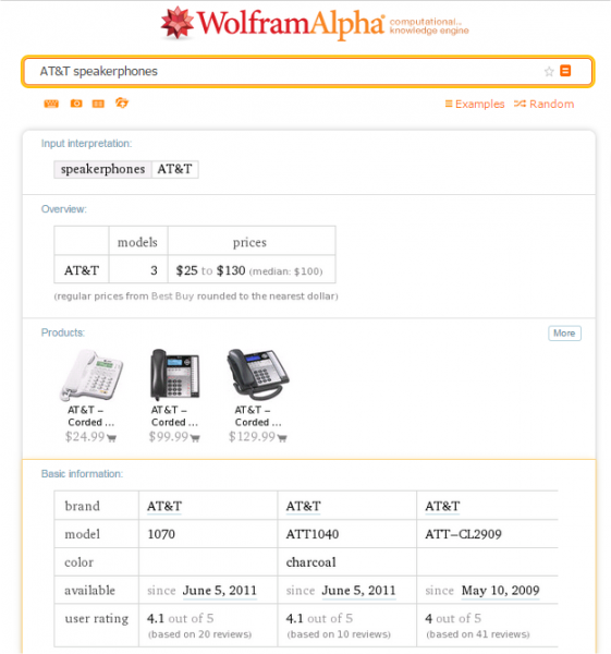Información de compras Wolfram Alpha
