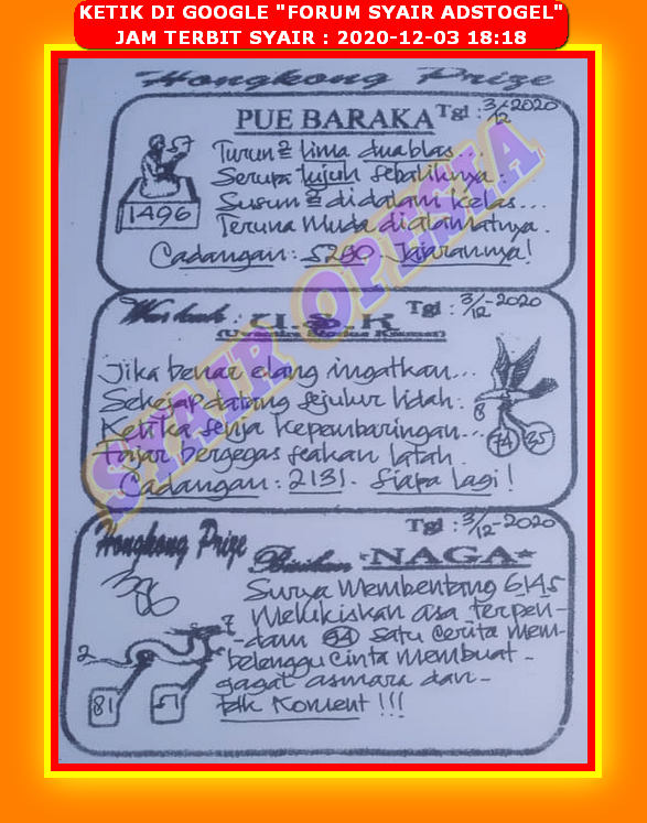 1 New Message Kode Syair Hongkong 3 Desember 2020 Forum Syair Togel Hongkong Singapura Sydney