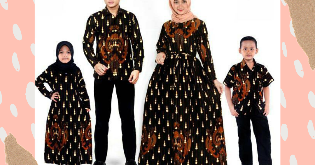 Setelan model baju gamis batik couple keluarga sarimbit kombinasi