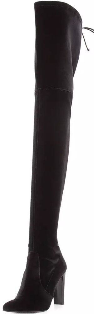 Stuart Weitzman Alllegs Velvet Over-the-Knee Boot, Nero