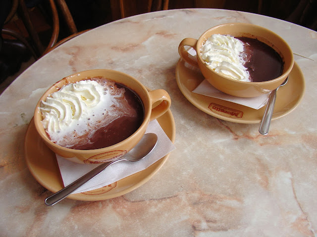 How's that for a cup of hot chocolate? Only at Maximilian in Bratislava.