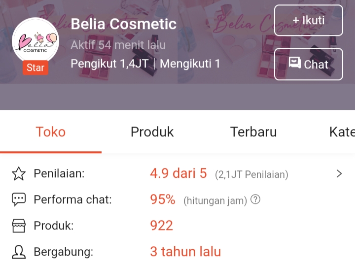 Belia Cosmetic Supplier Shopee Terbaik Kategori Kesehatan dan Kecantikan